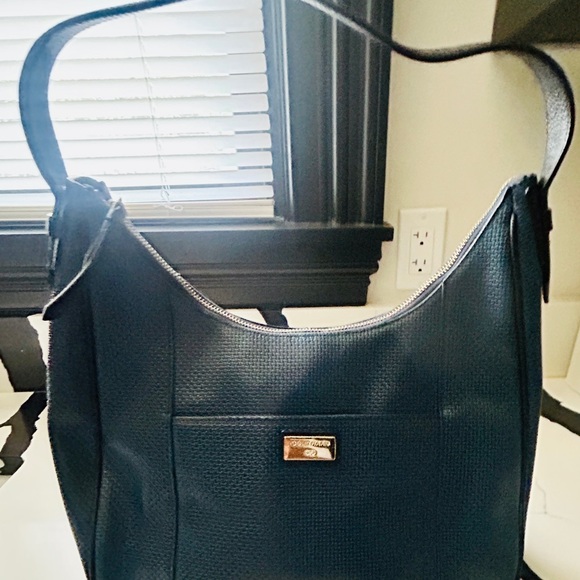 Cole Haan Navy Blue Textured Leather Hobo Shoulder Bag - Picture 2 of 6